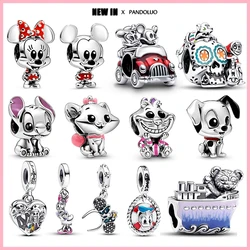 Disney-Perles de charme Minnie en argent regardé 925 pour femme, convient au bracelet Pandora, pendentif, bijoux à bricoler soi-même, cadeau chaud, nouveau