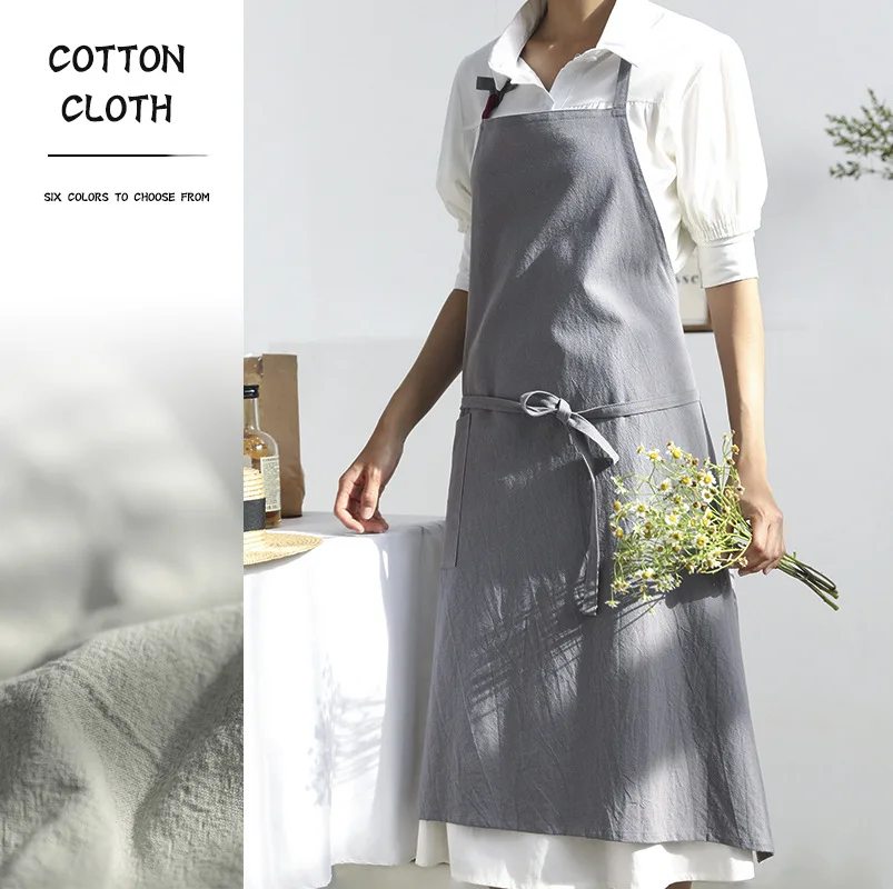 

Factory Custom Logo Cotton And Linen Apron Korean Version Artistic Flower Shop Painting Apron