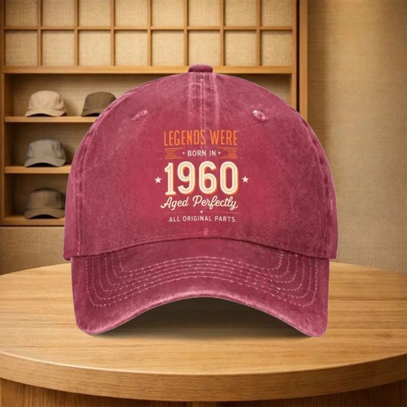 A High-quality 1960 Vintage Digital Print Baseball Cap, Available in Multiple Colors. An Essential Accessory for Family Parties