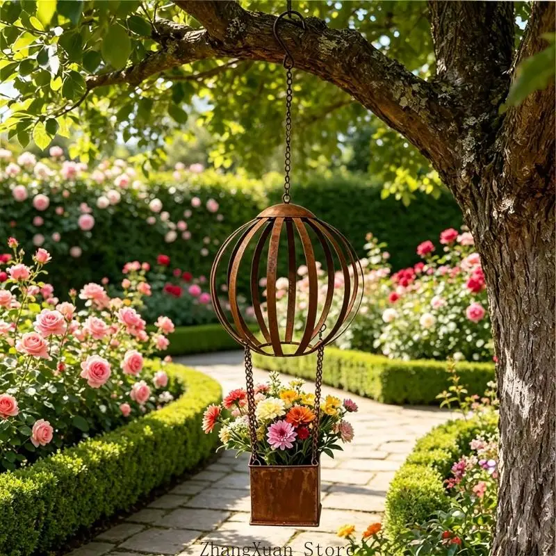 Eisen-Heißluftballon-Hängepflanzer, antiker Mode-Hängeblumenbehälter, 3 x – Detail 3