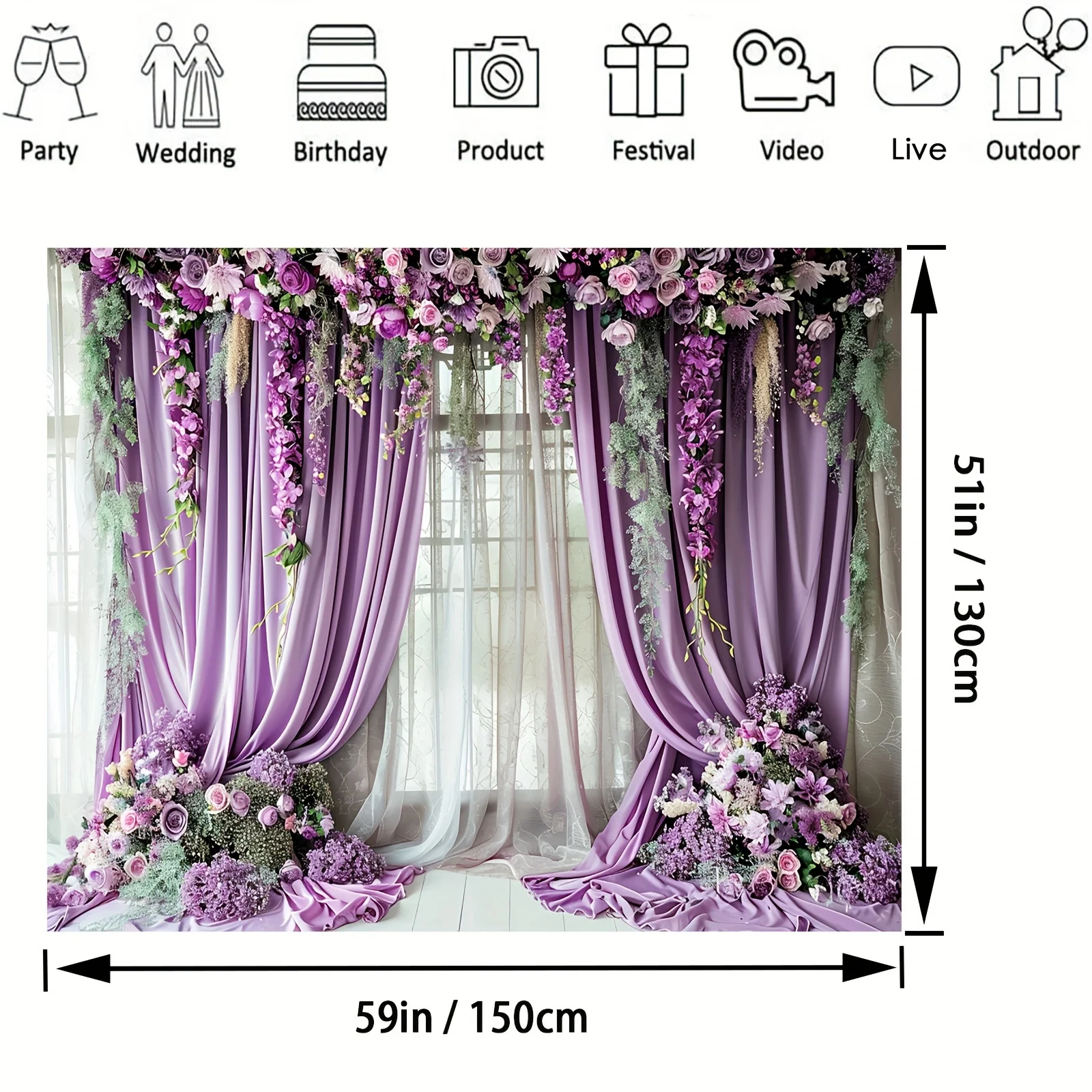 1 piece of polyester purple curtain background - multifunctional photography for weddings, parties, and global holidays