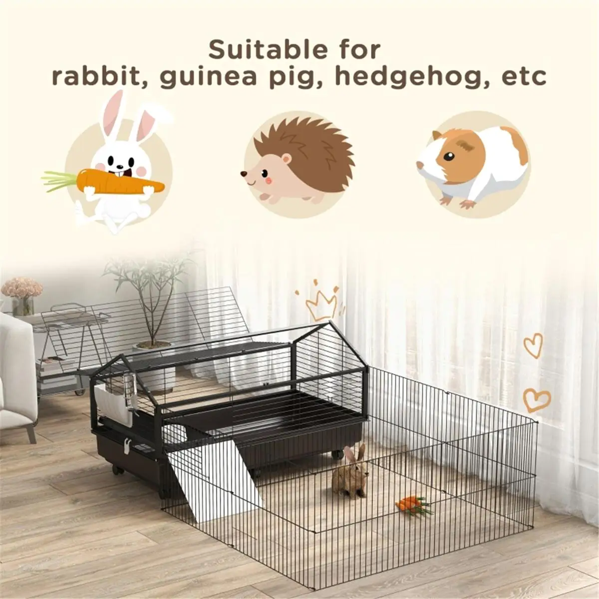 Portable Small Animal Playpen Cage for Rabbits, Guinea Pigs, and Small Pets - Easy Assembly & Safe Design