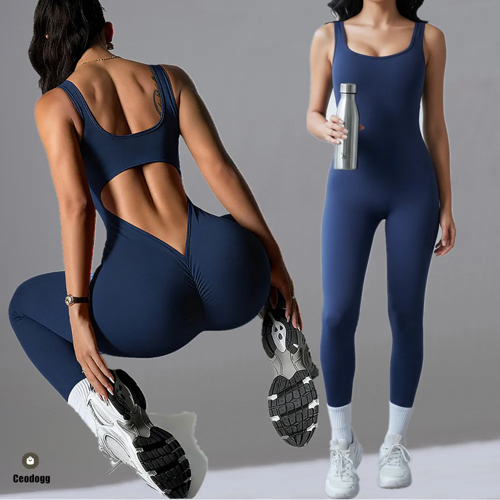 

Комплект для йоги Pad, цельные комбинезоны с V-образным вырезом на спине, боди с подтяжкой ягодиц, комбинезон для йоги для женщин, бег, фитнес, тренировки XP276