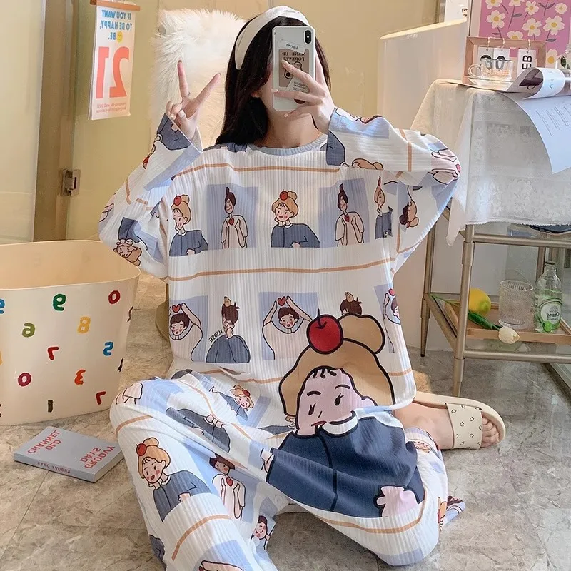 Autumn Long Sleeve Pajamas Onesies Fashion Bodysuit Cotton Cute Cartoon Women\'s Nightdress Gitl Nightgown