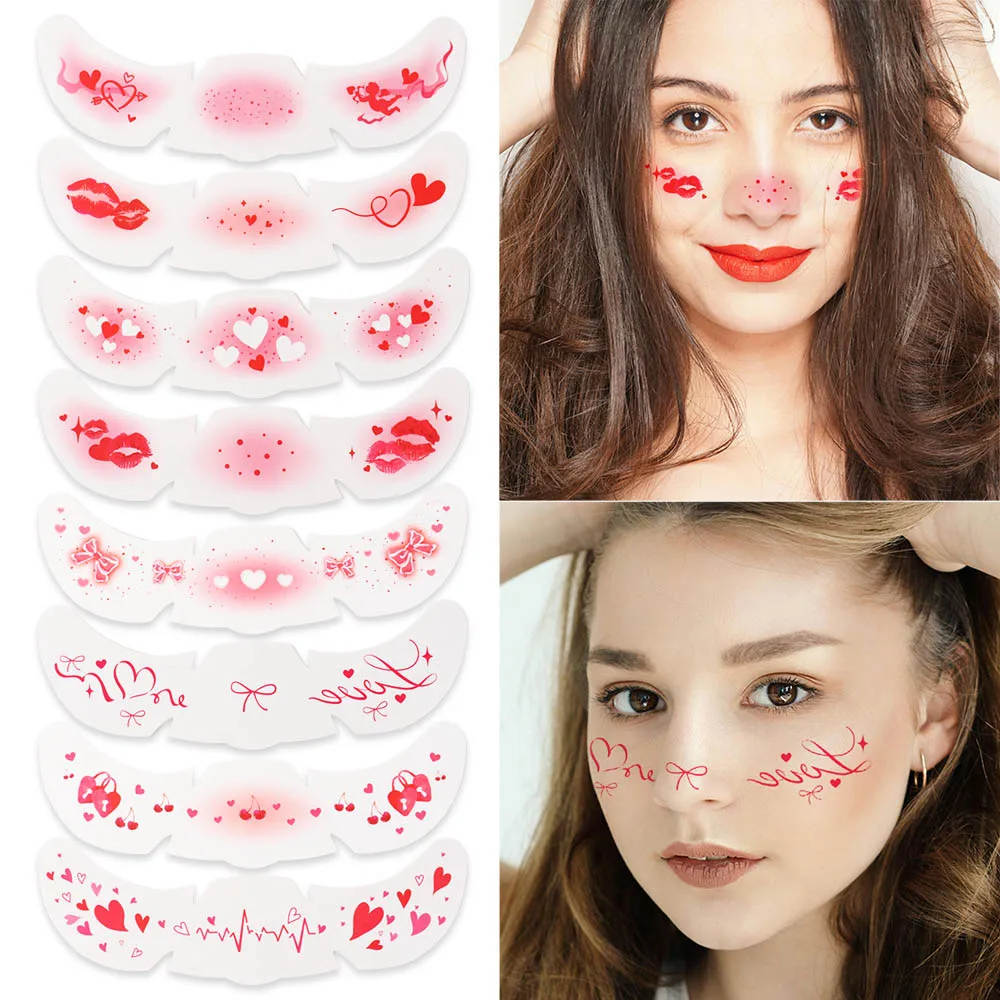 

8pcs Waterproof Freckles Blush Stickers Facial Art Disposable Face Temporary Tattoos Long Lasting Makeup Stickers