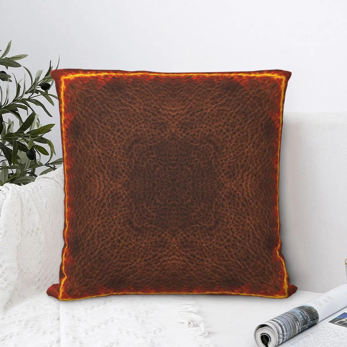 Burning Leather Square Pillowcase Polyester Pillow Cover Velvet Cushion Decor Comfort Throw Pillow For Home Car