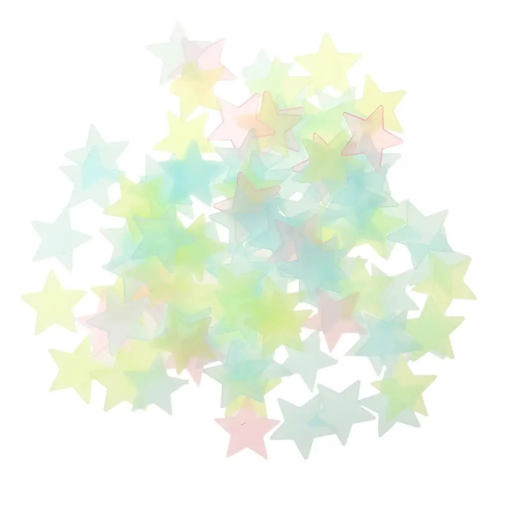 Glow in the Dark Stars Wall Decal Set Multicolor Plastic Glowing Ceiling Stickers for Home Interior Decor