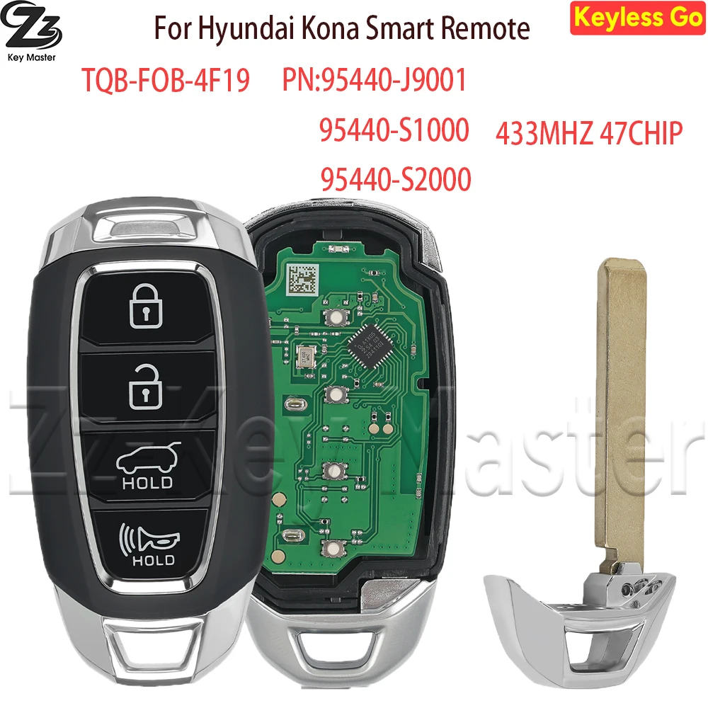 

Смарт-ключ Zz 433MHZ 95440-J9001/S1000/S2000/J9000 с чипом 47 TQB-FOB-4F19 для Hyundai Kona, Santa Fe 2018-2021