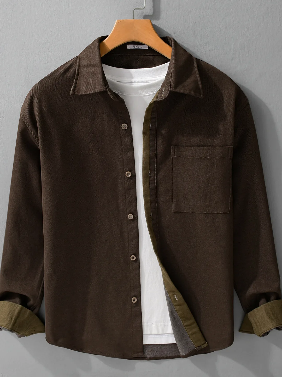 

Мужская повседневная рубашка с длинным рукавом, удобная, дышащая, модная, однотонная, с воротником-стойкой, весенне-осенняя, сезонная одежда