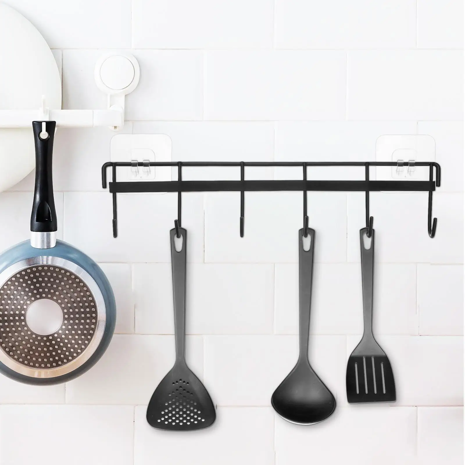 

2 Pcs Hook Storage Rack Hooks Kitchen Hanging Coffee Mug Holder Wall Mount Iron for Utensils Cup Adhesive Coat