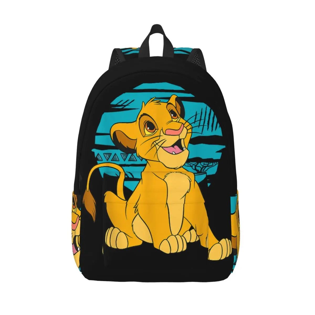 High School Young Retro Simba Happy Blue Classic Multi Compartment Cool Disney｠The Lion King｠Film Backpack Male Lady Rucksack