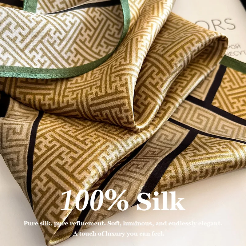 

100% Mulberry Silk Small Square Scarf Real Silk Neck Scarf Women Fashion Hair Tie Bandana Bag Ribbon Foulard Echarpes Bufanda