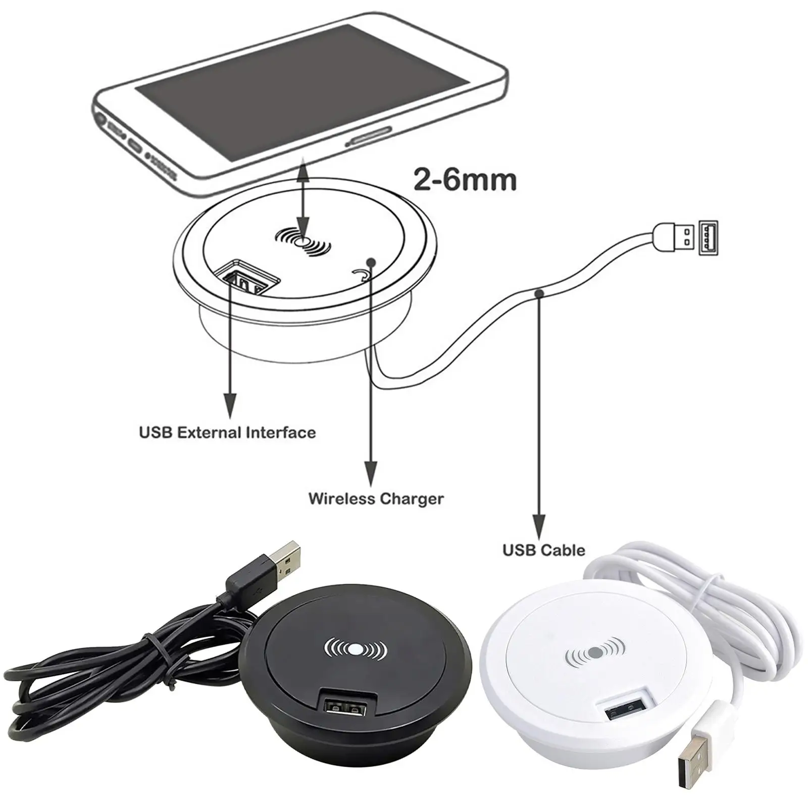 Embedded Wireless r Charging Base Desktop for Phones Restaurant