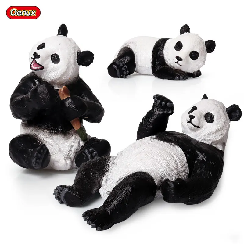 

Simulated Solid Wildlife Model Giant Panda Toy Set Decoration Crawling Panda Home Handmade