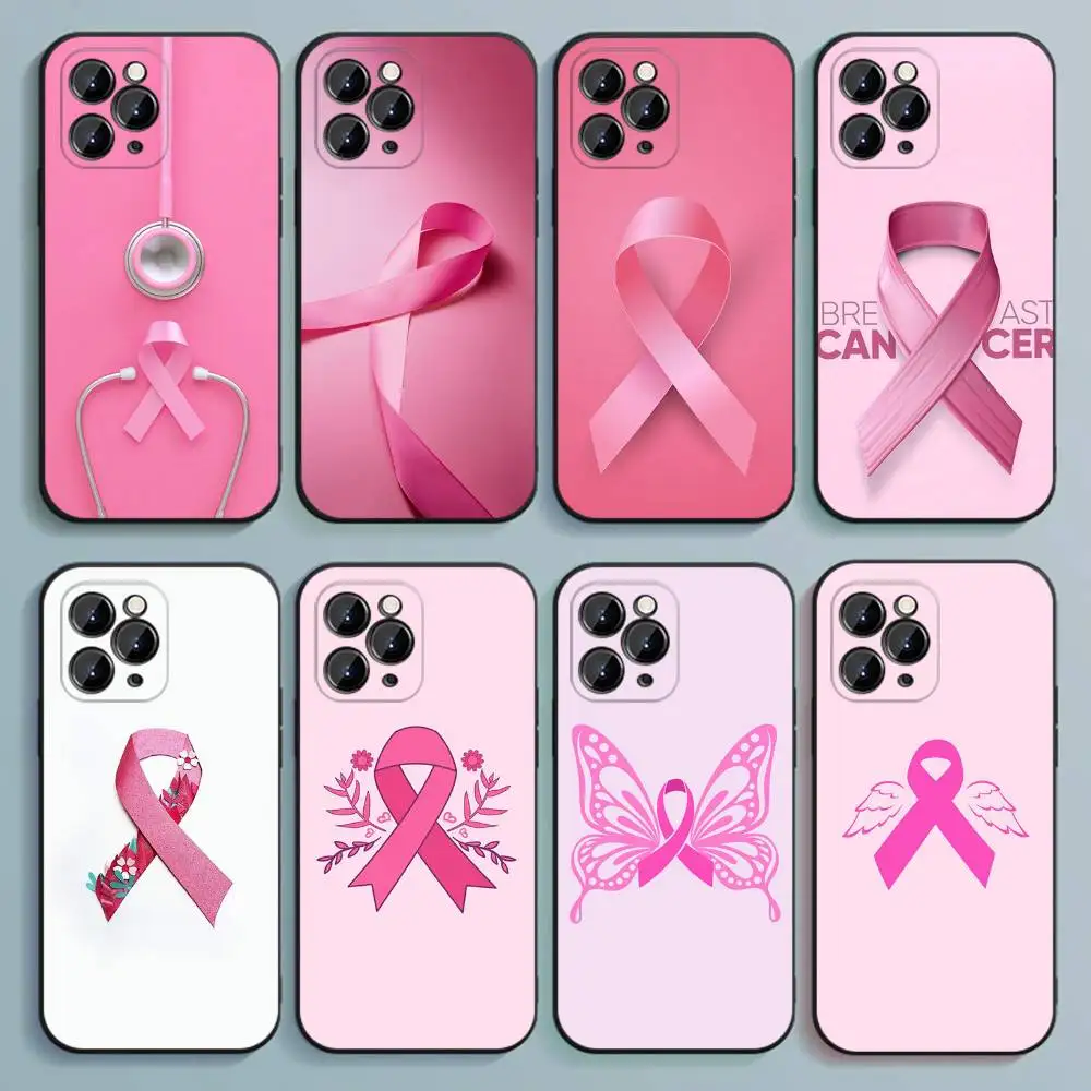 

Girl Breast Cancer Pink Ribbon Phone Case For iPhone 17,16,15,14,13,12,Pro,Max,Plus,E,SE4,Air,Mini Black Soft Cover