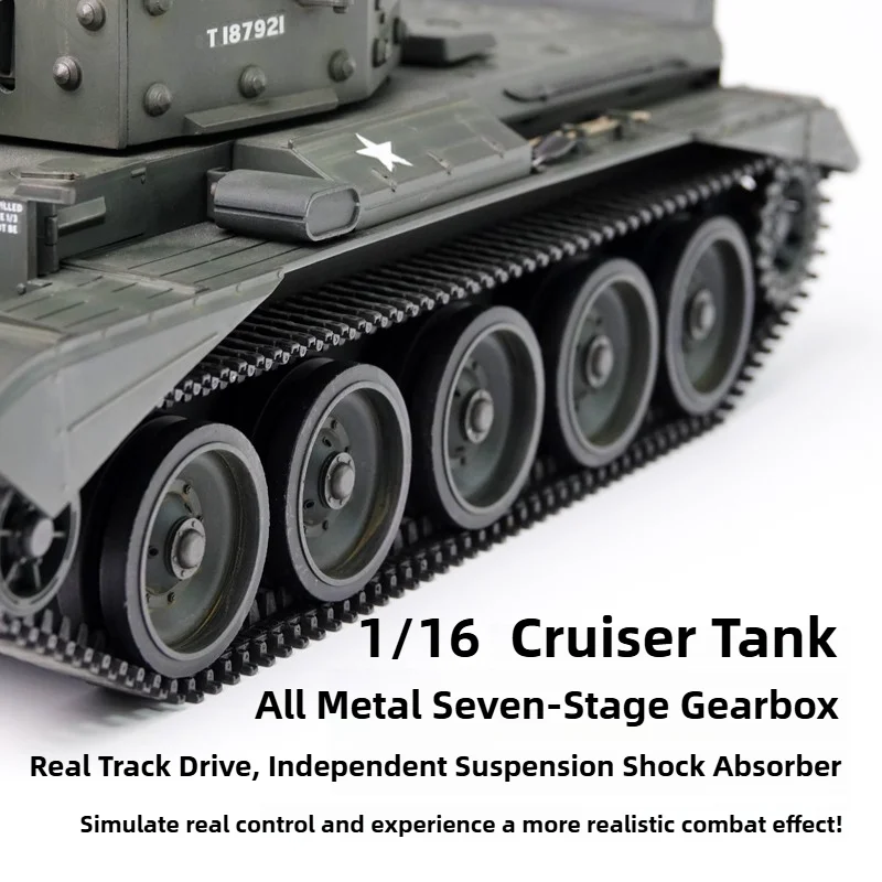 Cromwell Cruiser 1/16 Remote Control Tank RTR Metal Chassis Simulation Sound Light 2.4GHz Remote Control Tank Kids Toy Gift
