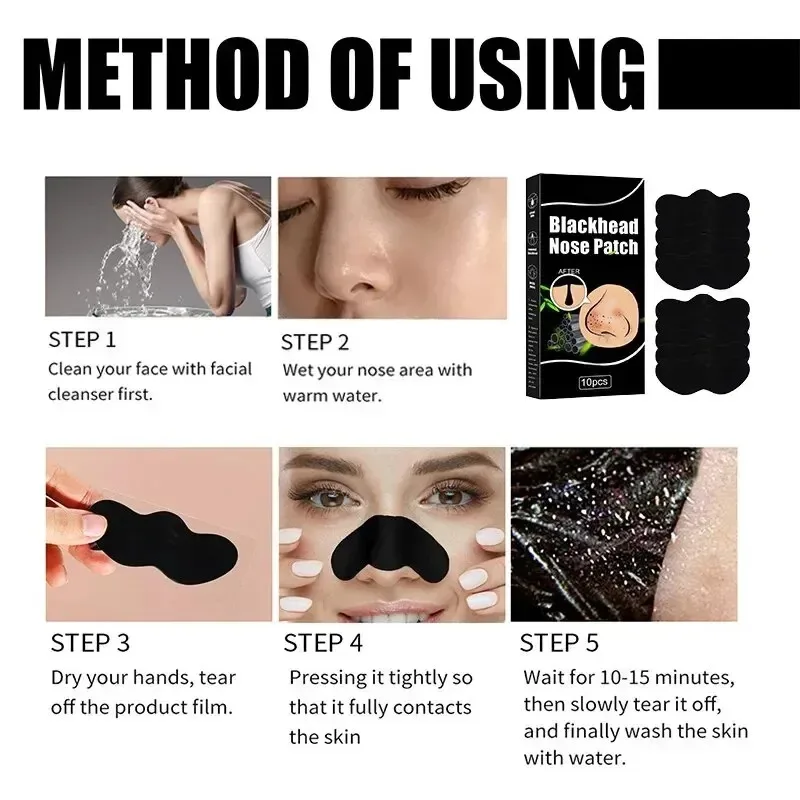 5/10/60Pcs Nose Stick Bamboo Charcoal To Remove Blackheads, Remove Acne, Clean Pores, Adsorb Oil And Dirt Nose Film Nose Stick