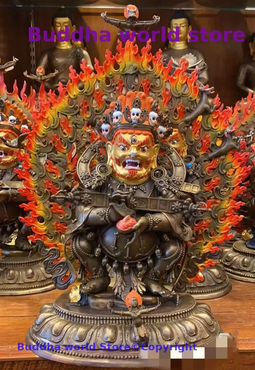 Exclusive 34CM Large Buddhism TOP quality COPPER Two-armed Mahagala Mahakala Buddha statue temple altar Worship statue