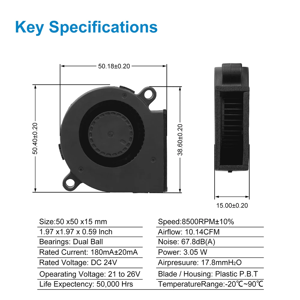 Für Bambu Lab X1 X1C 5015 Lüfter 3D-Drucker X1-Serie Frontabdeckung Gehäusebaugruppe Hotend Werkzeugkopf Lüfter Hochgeschwindigkeit 8500 U/min – Detail 9