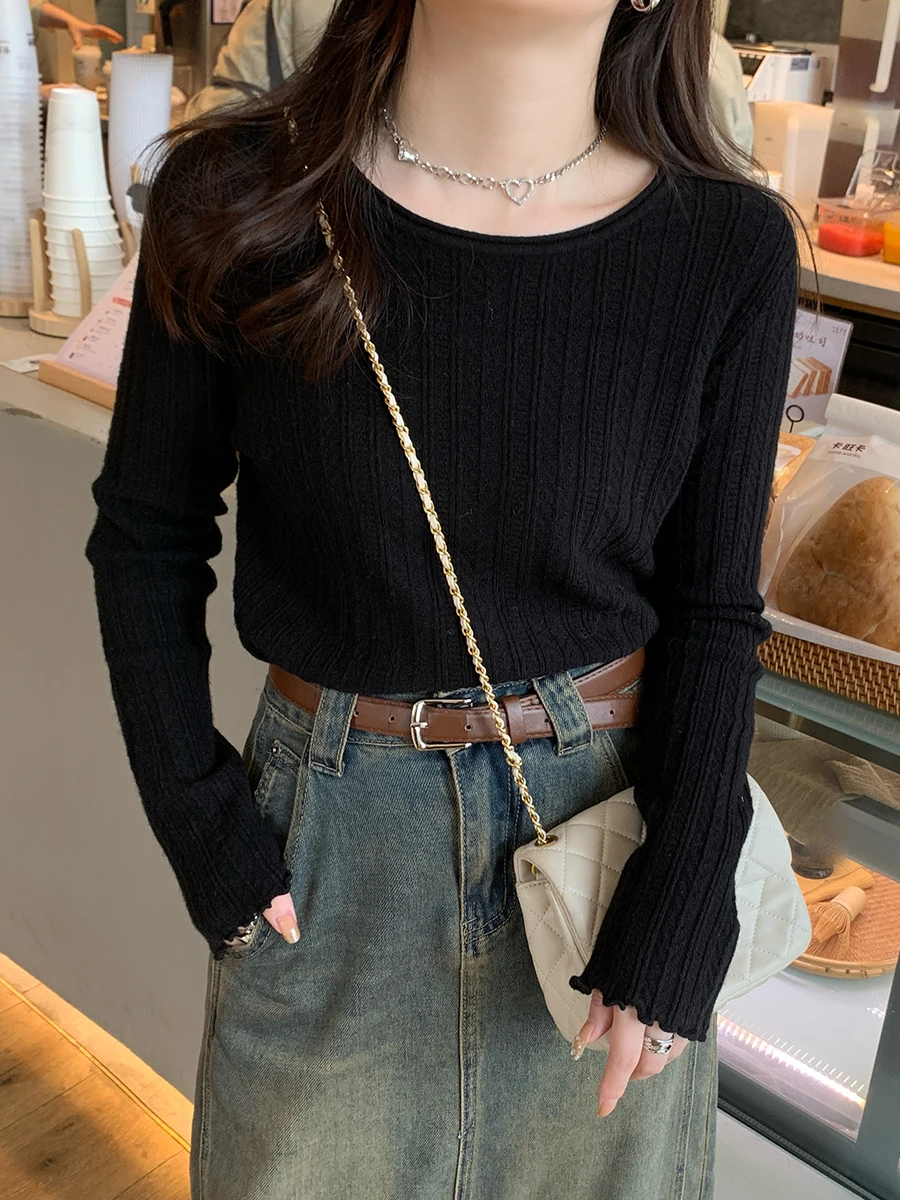 Knitwears Fashion Long Sleeve Knitted Sweater Women Pullovers Slim O-Neck Knit Sweater Pullover Women Tops Sweaters 2026 Q6478