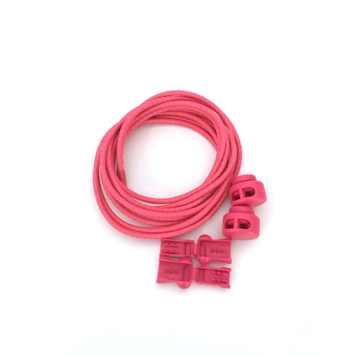1Pair Reflective Elastic Lazy Shoelaces Pink Sports Shoe Laces Running Hiking Jogging Climbing Adjustable Fit Kids Adults