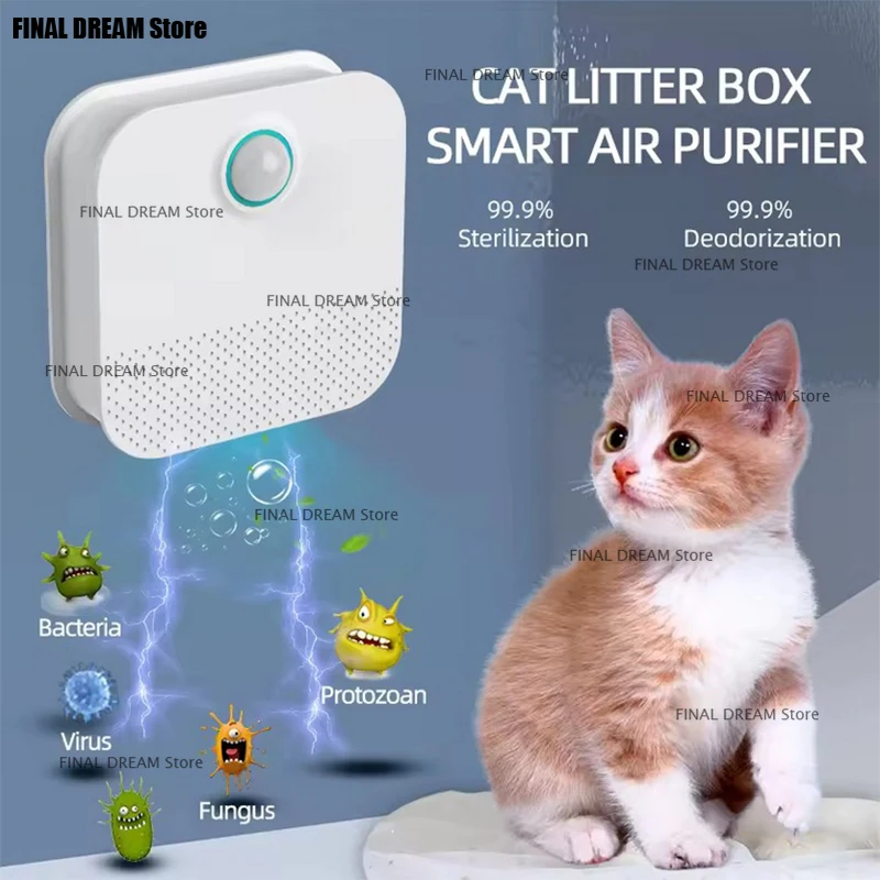 Purificador inteligente de olores para gatos, caja de arena, desodorante, inodoro para mascotas, purificador de aire, desodorante para arena para perros y gatos