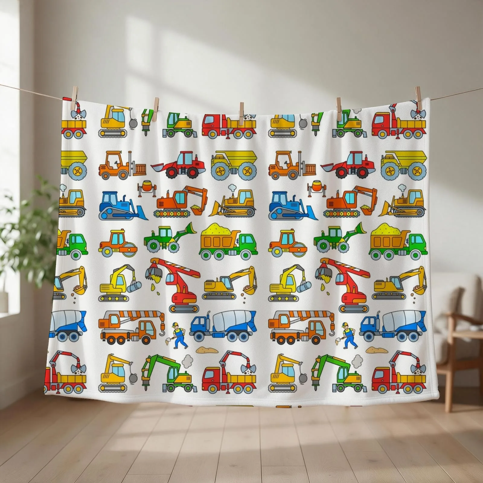 Digger Construction Vehicle Design Throw Blanket Hair Furrys heavy to sleep Designers Blankets