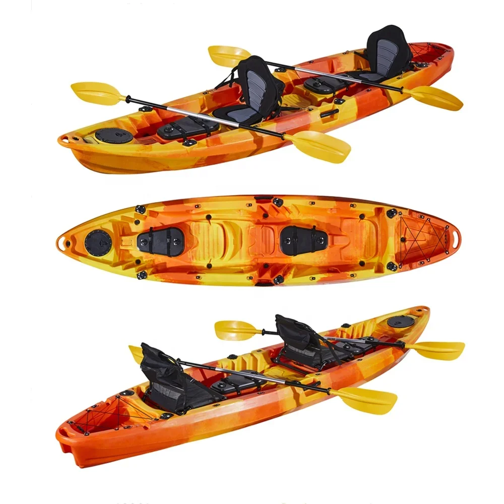 13.12FT 4M Double Seat 2 Person Tandem Fishing Sit On Top LLDPE Plastic Kayak Pick Up At The Port