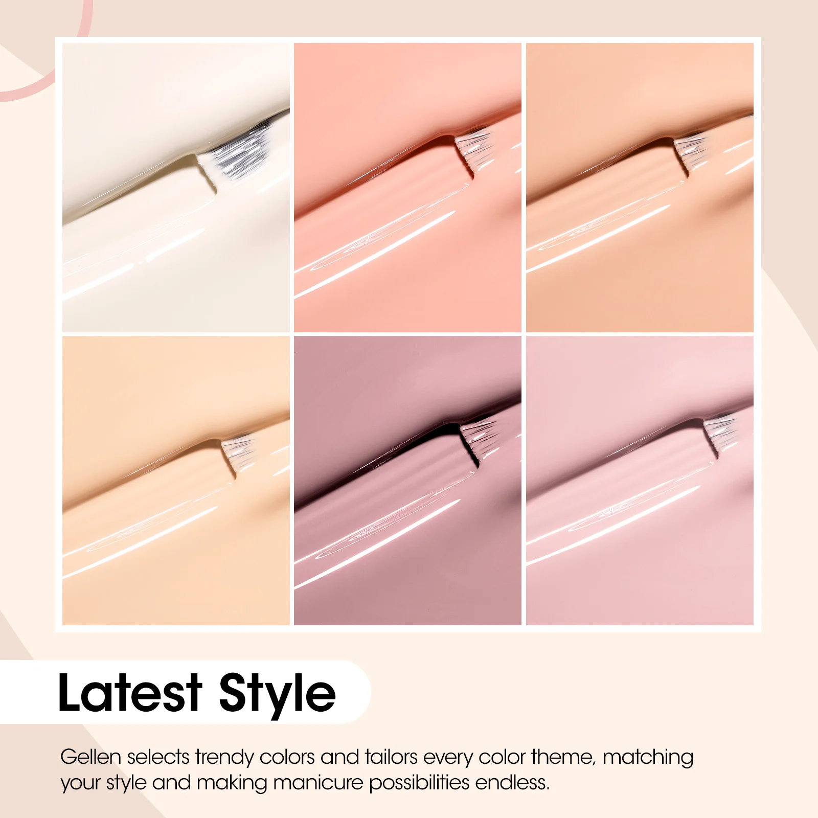 GELLEN 6 pièces Gel vernis à ongles ensemble blanc nu rose marron jaune 6 couleurs vernis à ongles couche de Base couche de finition Salon bricolage manucure Art