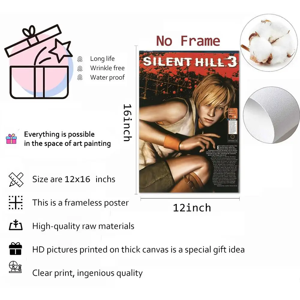 ملصق قماشي للخط من لعبة سايلنت هيل: مجاني للتجاعيد ومقاوم للماء ومتين لجميع الفضاء لتزيين الحائط