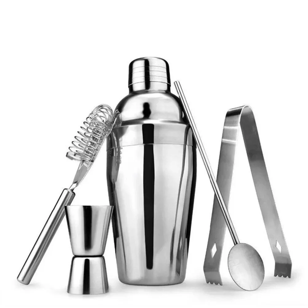 

5pcs Cocktail Shaker Kit Stainless Steel Bartender Drink Mixer Tools for Party Bar Home Gifts Christmas Birthday Present