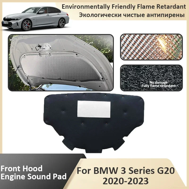 

Front Hood Engine Sound Pad For BMW 3 Series G20 2020 2021 2022 2023 Anti-Shock Soundproof Insulation Cotton Cover Mat Fireproof