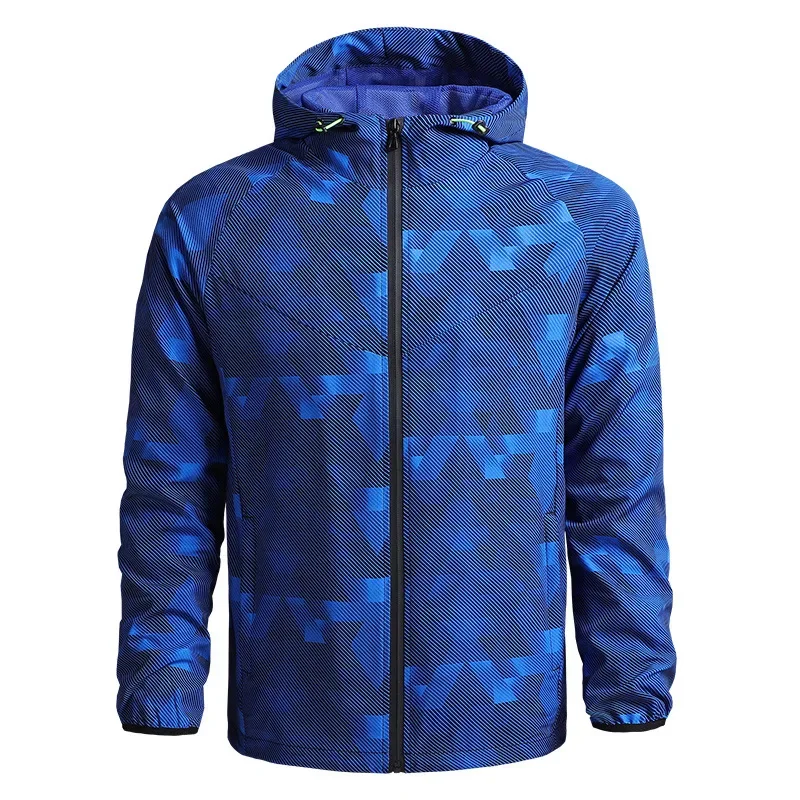 

2024 Summer Men's Jacket Windproof and Waterproof Mountaineering Camping Camouflage Hooded Coat Outdoor Fishing windbreaker 5XL