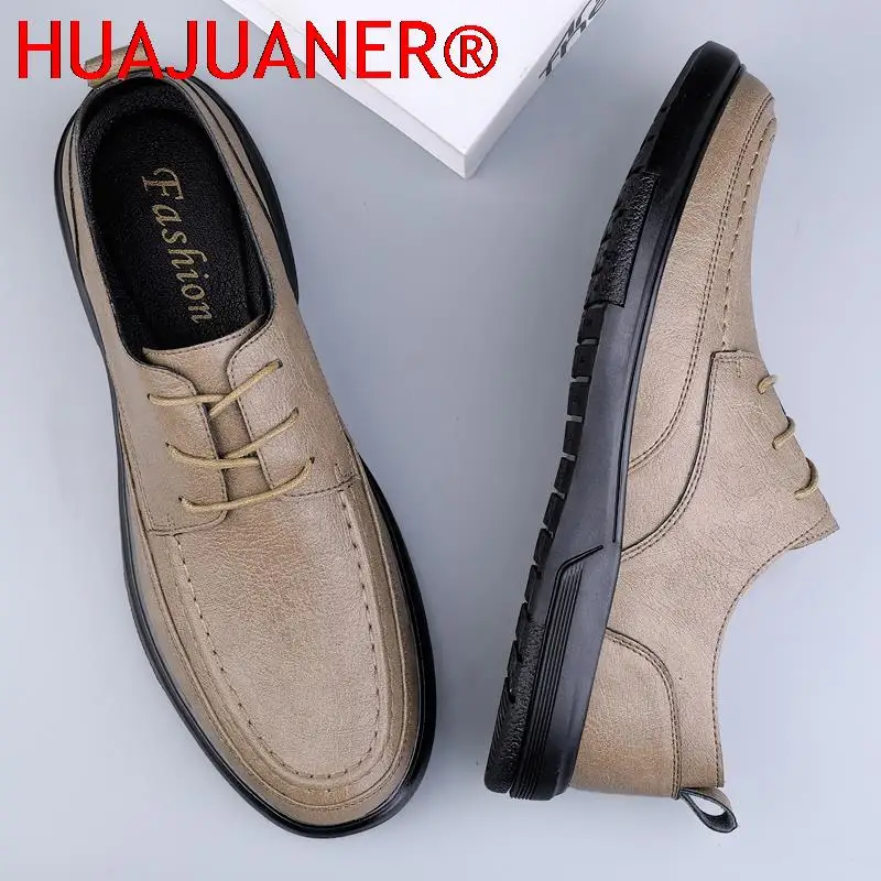 New British Style Men Shoes Fashion Genuine Leather Shoes Men Comfortable Low-top Casual  Shoes Shiny Classic Men Shoes Oxfords