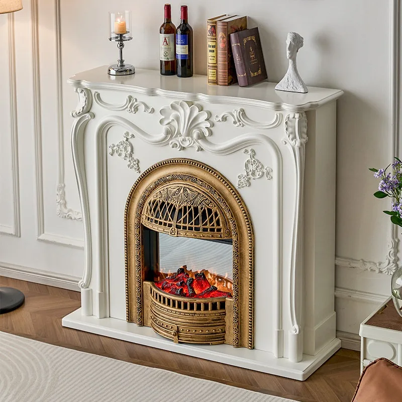 Customized French Retro Fireplace Cabinet Simulation Furnace e Decorative Cabinet Fireplace Cabinet Integrated