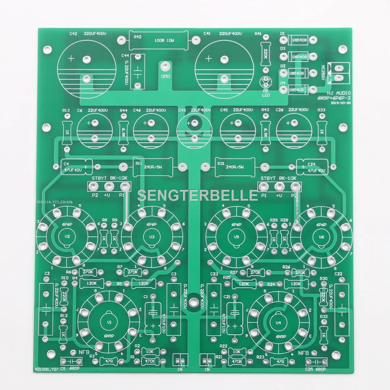 ステレオチューブアンプ,hifi,ベアボード,ppプッシュプル,PCB 12w 12w,hifi 6p6p 6n9p
