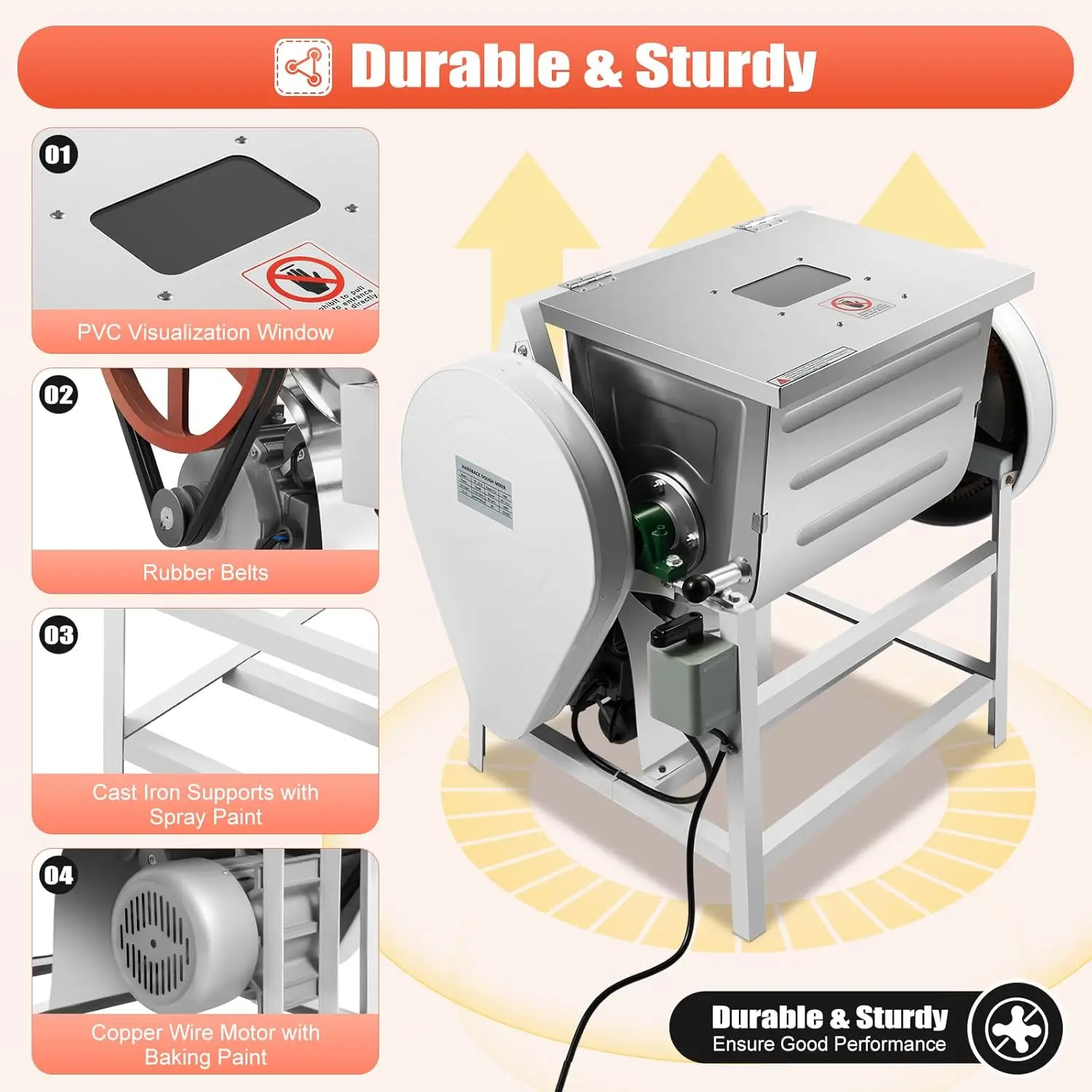 110V1.5KW Electric Dough Stand Mixer Heavy Duty Commercial Food Equipment Mix 110V 60HZ with inverted electric switch Suitable f