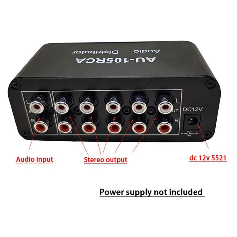 1 To 5 Hifi Stereo RCA Audio Splitter / Selector Tone Controller RCA Audio Mini Distributor Portable Audio Switcher Box US Plug