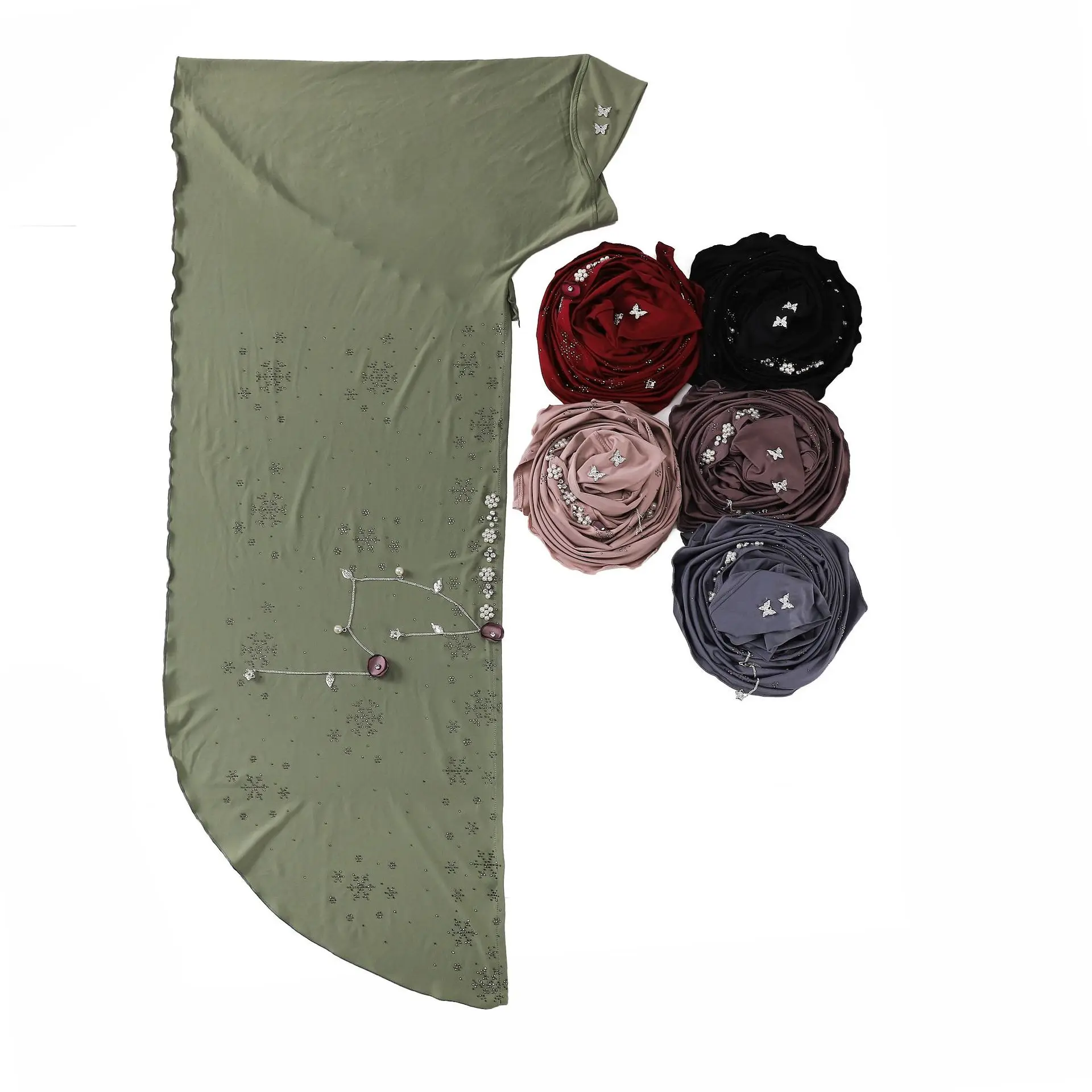 

Butterfly Pearl Amira Muslim Hijab Women Islam Headscarf Turban Pull On Ready Made To Wear Instant Head Wrap Niqab Nikab Khimar