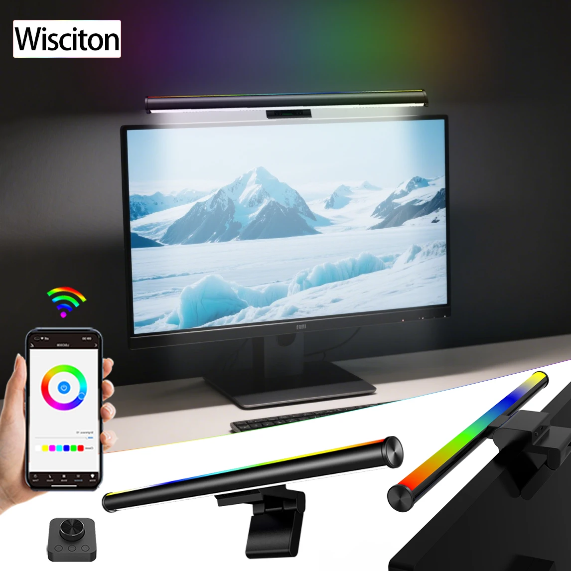 

APP Monitor Lights Bar RGB LED Liaht Bar Monitor Screen Hanging Light Stepless Dimmable Work Game Learning Light Atmosphere Lamp