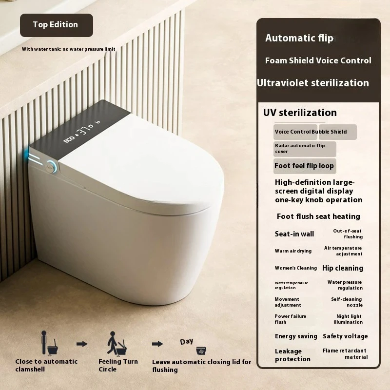 Smart Toilet Korean Sensor Tankless Wifi Includes Remote Control Smart Bathroom WC Back Pipe P-Trap S-Trap Drainage