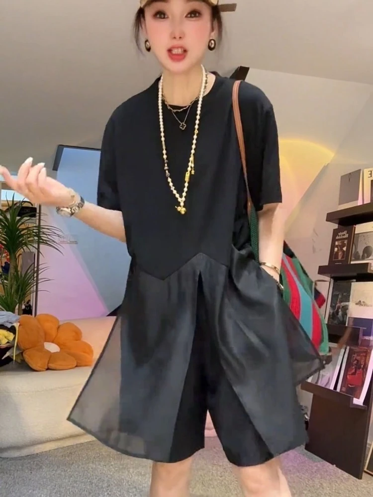 Oversized Tops Summer T Shirts 2026 Ropa Mujer Patchwork Fashion Camisetas O-neck Casual T-shirts Korean Tees Women's Clothes view 3