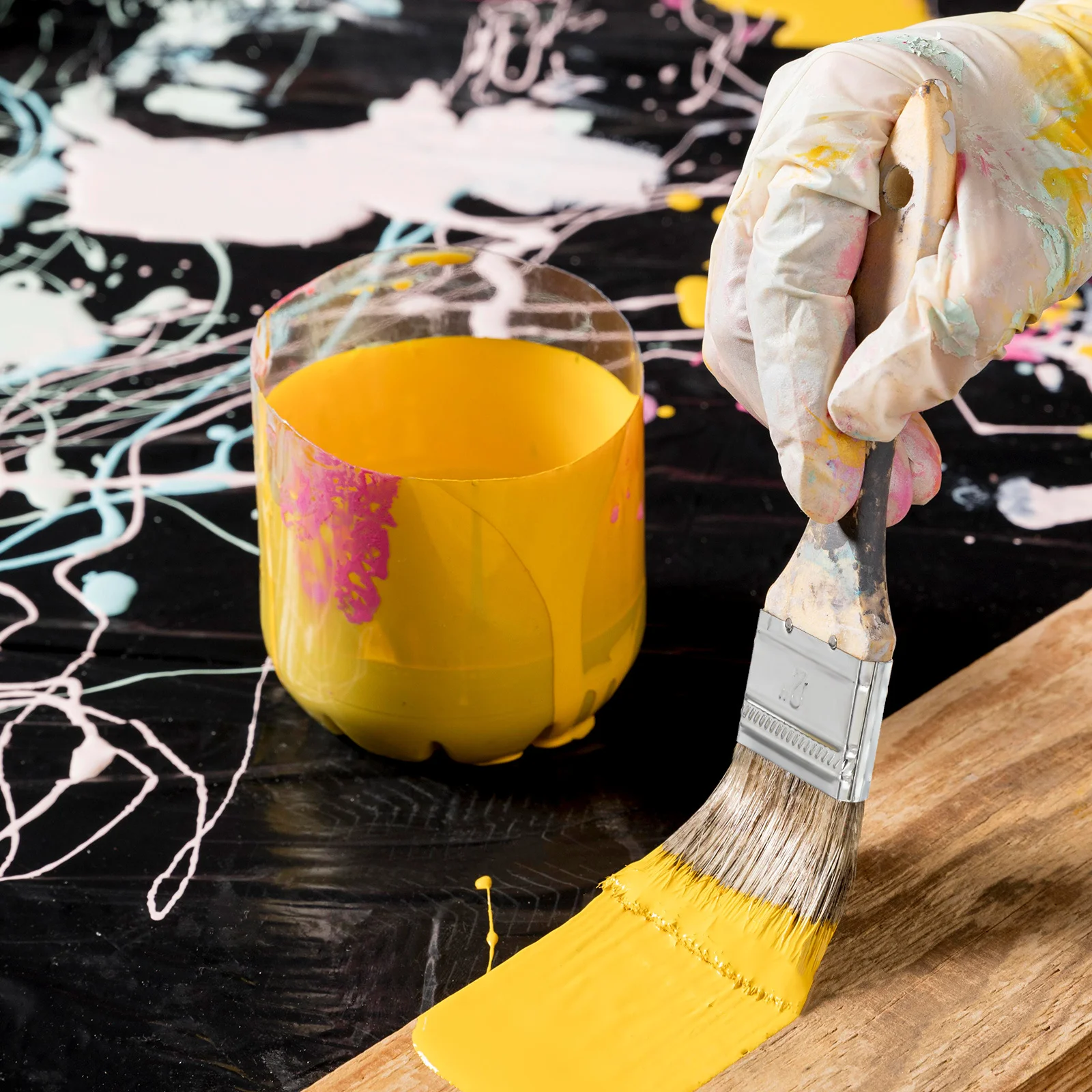 

30Pcs Thick Wood Handle Flat Paint Brushes Stain Brush Set for Walls Wood Deck Furniture Painting Flat Paint Brush