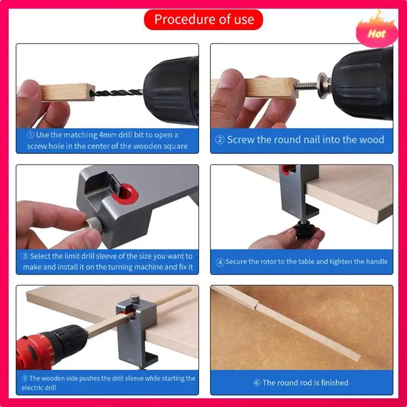 Nuovo tassello Maker Jig Tenon Tassello Spina Taglierina con lama in lega Posizionatore guida per trapano regolabile per la produzione di bastoncini di legno