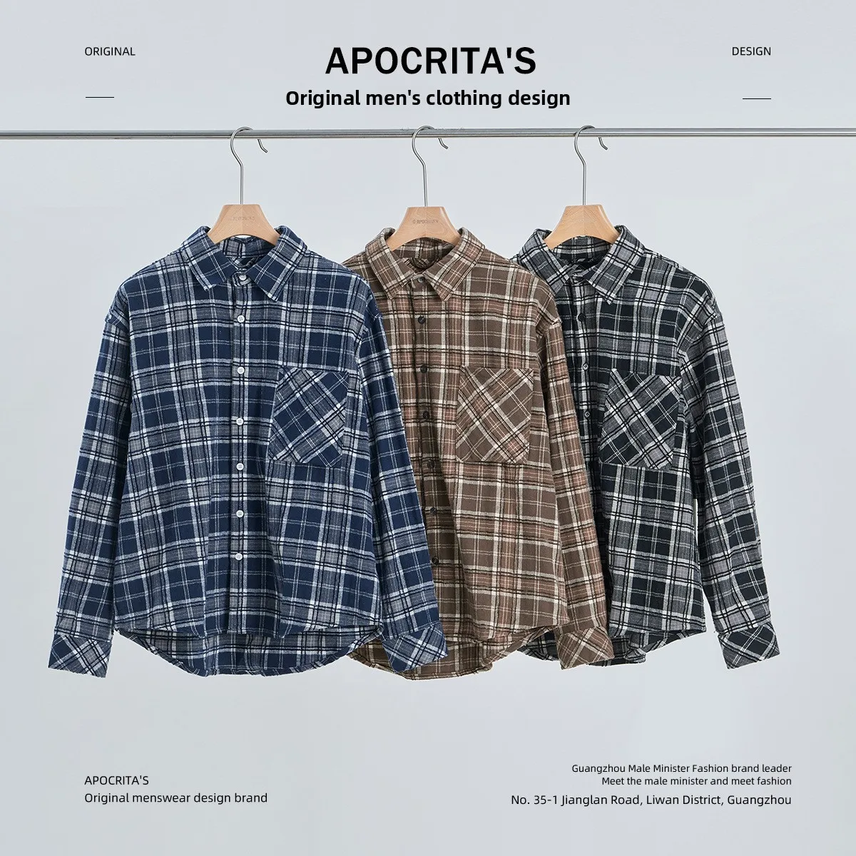 

Men's Plaid Long Sve irt Loose Fit Turn-down Collar Outerwear Autumn Faionable Casual Cotton Blend Fabric
