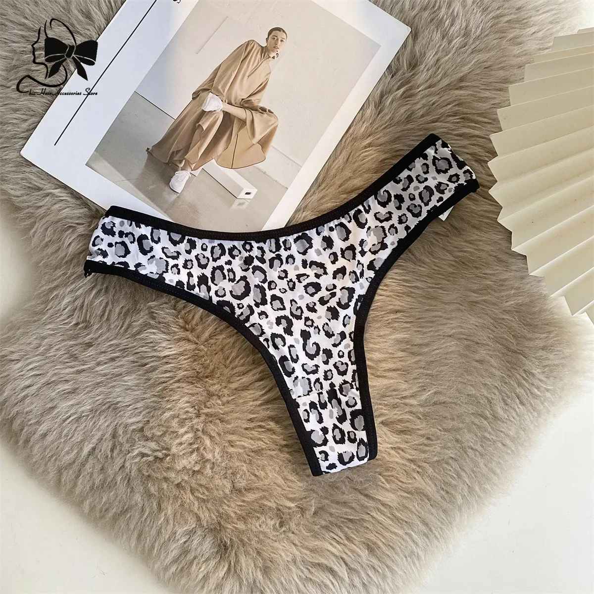 Leopard-print Sexy Low Waist Women Panties Underwear Women Seamless Silk Cotton Hollow Out Thongs Female Briefs Underwear