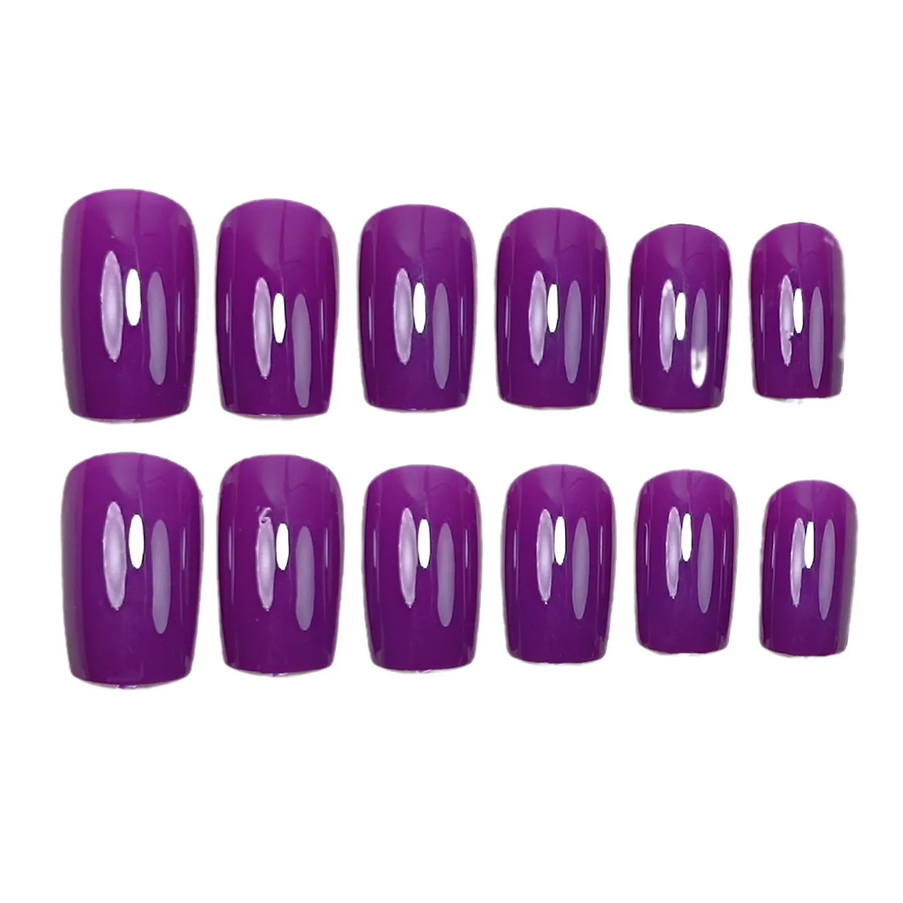 Acrylic Press On False Nails With Adhesive Glue Stickers 24Pcs DIY Long Square Fingernails Shiny Purple Manicure Fake Nail Tip