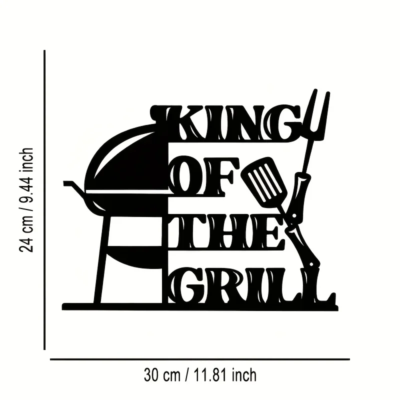CIFBUY Metal Wall Art BBQ King Grill Tongs Spatula Rustic Kitchen Decor Black Iron Hanging Sign Home Decoration Accessories