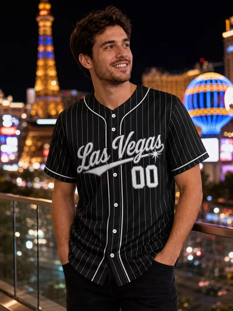 Mens custom name number Pinstripe Baseball Jersey Button Up Short Sleeve Sports Shirt Casual Streetwear Hip Hop Team Uniform Tee