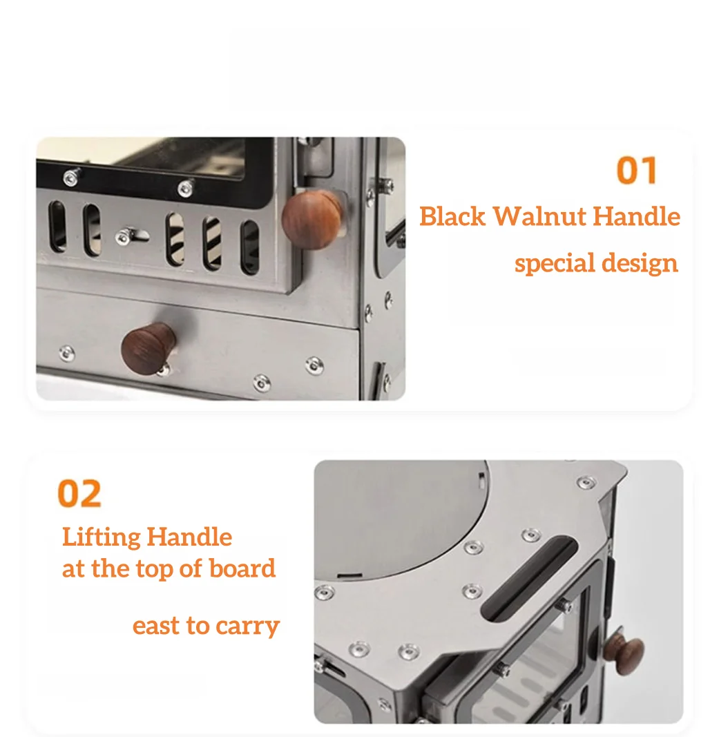 Ultralichte draagbare houtkachel van puur titanium voor BBQ-kamperen